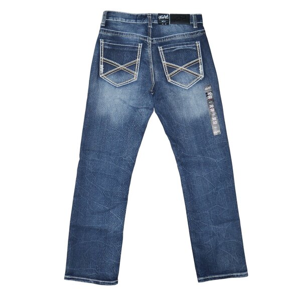 True Luck Men's Bootcut Jeans Size 30x32 Thick Stitched Pockets Dark Wash BKE - Picture 3 of 9